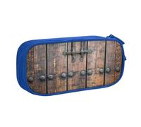 HEBSDFG Rustic Stall Wooden Door Print Cute Pencil Case Pouch for Boys Girls, Blue High Capacity Travel Pen Bag Organizer Makeup Bag for Student School College Office