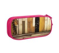 HEBSDFG Rustic Wooden Print Cute Pencil Case Pouch for Boys Girls - Pink High Capacity Travel Pen Bag Organizer Makeup Bag for Student School College Office