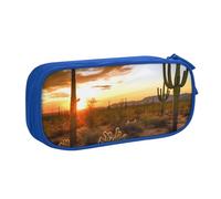 HEBSDFG Saguaros at Sunset Print Cute Pencil Case Pouch for Boys Girls - Blue High Capacity Travel Pen Bag Organizer Makeup Bag for Student School College Office