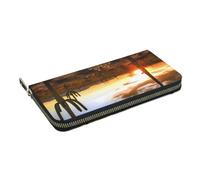 HEBSDFG Saguaros at Sunset Printed Long Wallet for Men and Women PU Leather Hand Purse with Card Holder, Zipper Closure