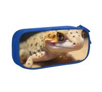 HEBSDFG Sand Leopard Gecko Print Cute Pencil Case Pouch for Boys Girls - Blue High Capacity Travel Pen Bag Organizer Makeup Bag for Student School College Office