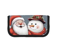 HEBSDFG Santa Claus and Snowman Prints Canvas Pencil Case Cosmetic Organiser Zipper Pen Pouch for School Travel Office & Gift-Giving
