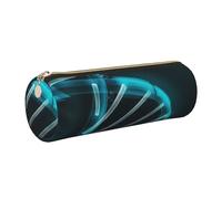 HEBSDFG Science Gene Strand Prints Round Pencil Case & Cosmetic Pouch, Gold Zipper Desk Stationery Organizer Leather Pencil Pouch for School Office Travel Gift