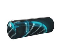 HEBSDFG Science Gene Strand Prints Round Pencil Case & Cosmetic Pouch, Silver Zipper Desk Stationery Organizer Leather Pencil Pouch for School Office Travel Gift