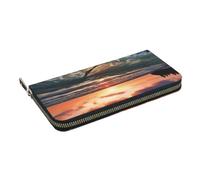 HEBSDFG Sea at Sunset Printed Long Wallet for Men and Women PU Leather Hand Purse with Card Holder, Zipper Closure