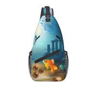 HEBSDFG Sea Life Gold Fishes Pattern Sling Backpack Funny Messenger Chest Bag Zipper Sling Bag for School, Travel & Work