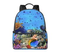 HEBSDFG Sea Turtle Reef Fish Prints Lightweight School Backpack, Cute School Bag Laptop Rucksack Backpack Stylish Casual Daypacks Travel Backpack