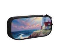 HEBSDFG Seaside Diamond Painting Print Cute Pencil Case Pouch for Boys Girls - Black High Capacity Travel Pen Bag Organizer Makeup Bag for Student School College Office