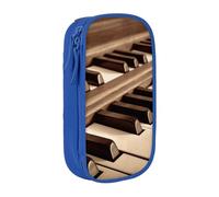 HEBSDFG Sepia Tone Piano Keys Print Pencil Case, Blue High-Capacity Pen Pencil Pouch Stationery Organizer with Pen Slots & Pouches for School Travel Makeup