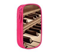 HEBSDFG Sepia Tone Piano Keys Print Pencil Case, Pink High-Capacity Pen Pencil Pouch Stationery Organizer with Pen Slots & Pouches for School Travel Makeup