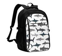 HEBSDFG sharks nautical Print Laptop Travel Backpack for Mens Womens 13-16 Inch Computer Business Backpacks for School Hiking Work Outdoor