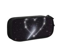 HEBSDFG Shooting Star Heart Print Cute Pencil Case Pouch for Boys Girls - Black High Capacity Travel Pen Bag Organizer Makeup Bag for Student School College Office