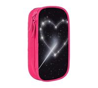 HEBSDFG Shooting Star Heart Print Pencil Case, Pink High-Capacity Pen Pencil Pouch Stationery Organizer with Pen Slots & Pouches for School Travel Makeup