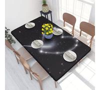 HEBSDFG Shooting Star Heart Printed 4FT Tablecloth 76X122 CM Rectangle Table Cloth Waterproof Washable Table Cover for Dining Tables