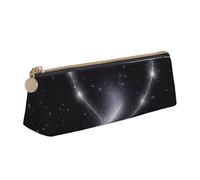 HEBSDFG Shooting Star Heart Prints Triangle Pencil Case & Cosmetic Pouch, PVC Leather Zippered Organiser for School Office Travel Stylish Gifting