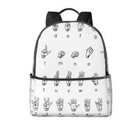 HEBSDFG Sign Language Alphabet Prints Lightweight School Backpack, Cute School Bag Laptop Rucksack Backpack Stylish Casual Daypacks Travel Backpack