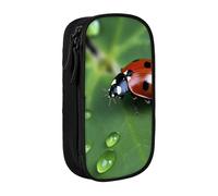 HEBSDFG Sitting Green Three Leaf Insect Print Pencil Case, Black High-Capacity Pen Pencil Pouch Stationery Organizer with Pen Slots & Pouches for School Travel Makeup