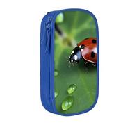 HEBSDFG Sitting Green Three Leaf Insect Print Pencil Case, Blue High-Capacity Pen Pencil Pouch Stationery Organizer with Pen Slots & Pouches for School Travel Makeup