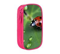 HEBSDFG Sitting Green Three Leaf Insect Print Pencil Case, Pink High-Capacity Pen Pencil Pouch Stationery Organizer with Pen Slots & Pouches for School Travel Makeup
