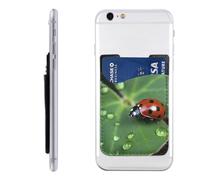HEBSDFG Sitting Green Three Leaf Insect Printed Phone Card Holder Wallet, 3M Adhesive Stick on Phone Wallet Case for iPhone and Android