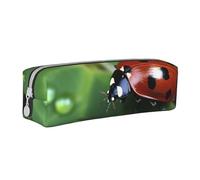 HEBSDFG Sitting Green Three Leaf Insect Prints Leather Pencil Case & Cosmetic Pouch, Minimalist Zippered Organiser for School Office Travel Stylish Gifting