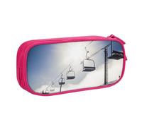 HEBSDFG Ski Lift at Sunshine Print Cute Pencil Case Pouch for Boys Girls - Pink High Capacity Travel Pen Bag Organizer Makeup Bag for Student School College Office