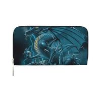 HEBSDFG Skull Dragon Printed Long Wallet for Men and Women PU Leather Hand Purse with Card Holder, Zipper Closure