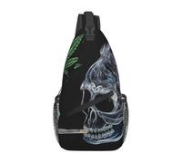 HEBSDFG Smoking Skull Pattern Sling Backpack Funny Messenger Chest Bag Zipper Sling Bag for School, Travel & Work