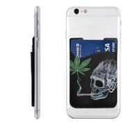 HEBSDFG Smoking Skull Printed Phone Card Holder Wallet, Adhesive Stick on Phone Wallet Case for iPhone and Android