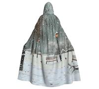 HEBSDFG Snow Falling in The Park Printed Hooded Cloak Halloween Christmas Cape Cosplay Costumes for Men Women Adult Costume