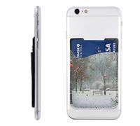HEBSDFG Snow Falling in The Park Printed Phone Card Holder Wallet, 3M Adhesive Stick on Phone Wallet Case for iPhone and Android