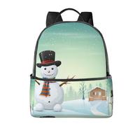 HEBSDFG Snowman and Village Prints Lightweight School Backpack, Cute School Bag Laptop Rucksack Backpack Stylish Casual Daypacks Travel Backpack