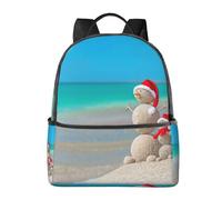HEBSDFG Snowman Seashells Sandy Beach Prints Lightweight School Backpack, Cute School Bag Laptop Rucksack Backpack Stylish Casual Daypacks Travel Backpack