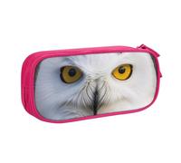 HEBSDFG Snowy Owl Eyes Print Cute Pencil Case Pouch for Boys Girls - Pink High Capacity Travel Pen Bag Organizer Makeup Bag for Student School College Office