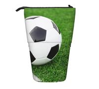HEBSDFG Soccer Ball Prints Retractable Pencil Case & Cosmetic Pouch, Big Stationery Bag Pen Box for School Office Travel
