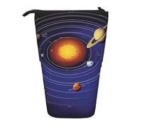 HEBSDFG Solar System Prints Retractable Pencil Case & Cosmetic Pouch, Zippered Stationery Bag Pen Box for School Office Travel
