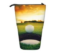 HEBSDFG Sport Golf Ball Sunset Tree Prints Retractable Pencil Case & Cosmetic Pouch, Big Stationery Bag Pen Box for School Office Travel