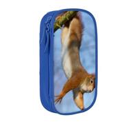 HEBSDFG Squirrel Funny Animal Print Pencil Case, Blue High-Capacity Pen Pencil Pouch Stationery Organizer with Pen Slots & Pouches for School Travel Makeup