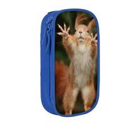 HEBSDFG Squirrel Funny Animal-r18325 Print Pencil Case, Blue High-Capacity Pen Pencil Pouch Stationery Organizer with Pen Slots & Pouches for School Travel Makeup