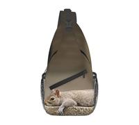 HEBSDFG Squirrel Just Laying Pattern Sling Backpack Funny Messenger Chest Bag Zipper Sling Bag for School, Travel & Work