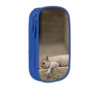 HEBSDFG Squirrel Just Laying Print Pencil Case, Blue High-Capacity Pen Pencil Pouch Stationery Organizer with Pen Slots & Pouches for School Travel Makeup