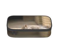 HEBSDFG Squirrel Just Laying Print Pencil Case Large Pen Bag Cute Compartment Desk Organizer Make up Bag for School, Office, Makeup, Travel
