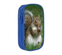HEBSDFG Squirrel Print Pencil Case, Blue High-Capacity Pen Pencil Pouch Stationery Organizer with Pen Slots & Pouches for School Travel Makeup