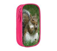 HEBSDFG Squirrel Print Pencil Case, Pink High-Capacity Pen Pencil Pouch Stationery Organizer with Pen Slots & Pouches for School Travel Makeup