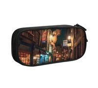 HEBSDFG Street Night Scenery Print Cute Pencil Case Pouch for Boys Girls - Black High Capacity Travel Pen Bag Organizer Makeup Bag for Student School College Office
