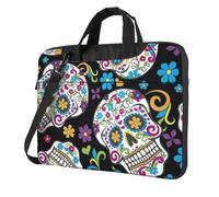 HEBSDFG Sugar skull with flowers Print Laptop Bag 13 inch, Shockproof Computer Bags with Anti-Static Lining, Convertible Shoulder/Crossbody Carry for Office, School, Travel