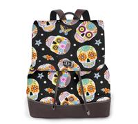 HEBSDFG sugar skulls butterfly Printed Women Backpack, Ladies PU Leather Rucksack Laptop Bags Daypack for School Travel Work