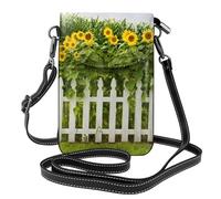HEBSDFG Sunflowers white picket fence Printed Cell Phone Purse for Men Women PU Leather Phone Crossbody Bag with Adjustable Shoulder Bag Wallet