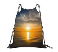 HEBSDFG Sunrise horizon Womens Drawstring Gym Bags Mens Sports Backpack Lightweight Beach Tote Reusable Shopping Bag