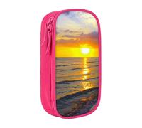 HEBSDFG Sunset at Honeymoon Island State Park Print Pencil Case, Pink High-Capacity Pen Pencil Pouch Stationery Organizer with Pen Slots & Pouches for School Travel Makeup